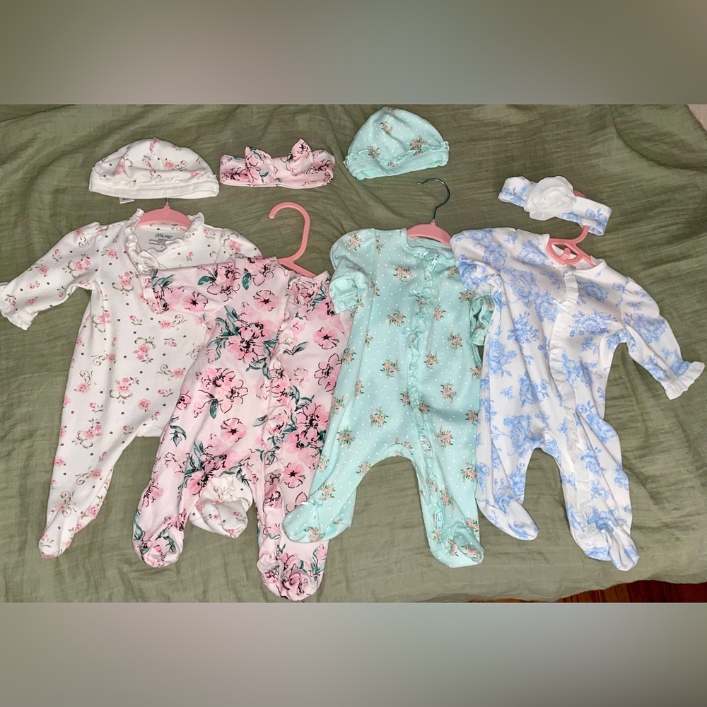 LITTLE ME NewBorn bundle Floral One Pieces 4 Sets